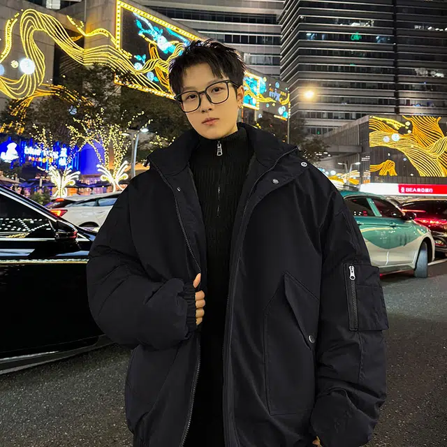 极限涡轮 港风堆堆袖加厚保暖宽松连帽帅气舒适时尚棉服 男女同款