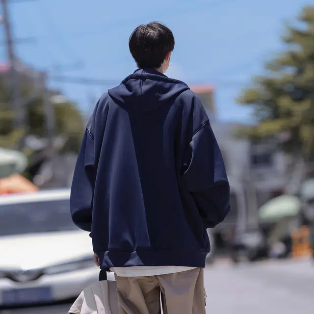 极限涡轮 重磅潮牌美式复古开衫纯色嘻哈街头休闲百搭宽松长袖卫衣 男女同款
