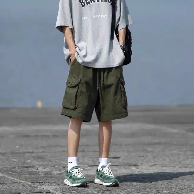 极限涡轮 美式街头大口袋重磅水洗工装日系户外运动宽松百搭五分裤潮休闲短裤 男女同款