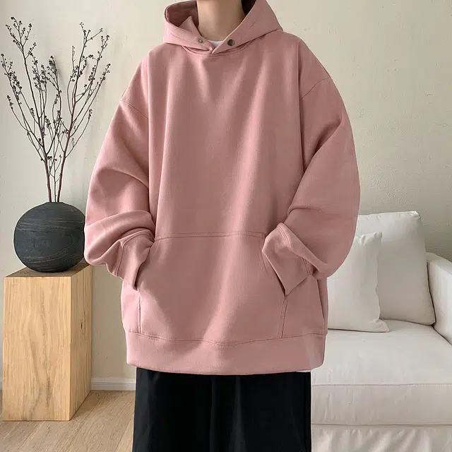 极限涡轮 重磅潮牌美式复古连帽麂皮纯色嘻哈街头休闲百搭卫衣 男女同款 黑色