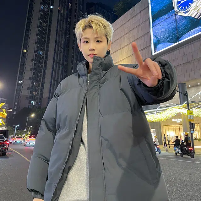 极限涡轮 纯色立领面包服保暖舒适厚款宽松简约百搭棉服 男女同款