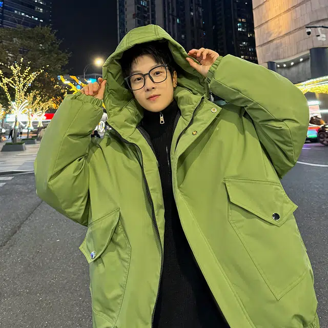极限涡轮 港风堆堆袖加厚保暖宽松连帽帅气舒适时尚棉服 男女同款