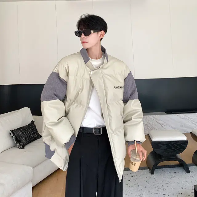 极限涡轮 港风毛线衣拼接休闲百搭面包服棉服 男女同款 黑色