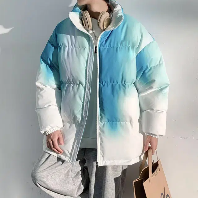 极限涡轮 美式街头风简约基础渐变纯色加厚保暖防风百搭面包宽松时尚休闲棉服 男女同款