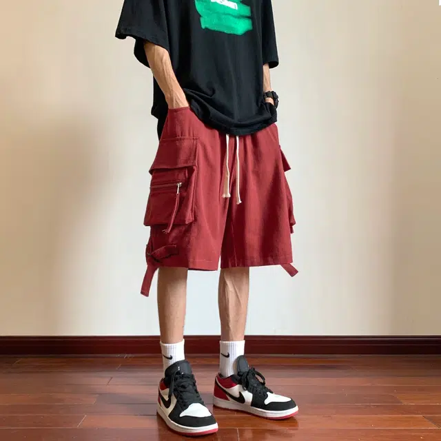 极限涡轮 美式街头工装潮牌机能运动痞帅宽松百搭潮五分休闲短裤 男女同款