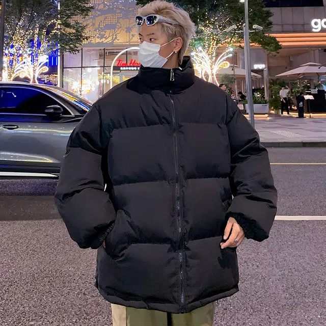 极限涡轮 美式潮牌高街纯色假两件百搭休闲棉服 男女同款