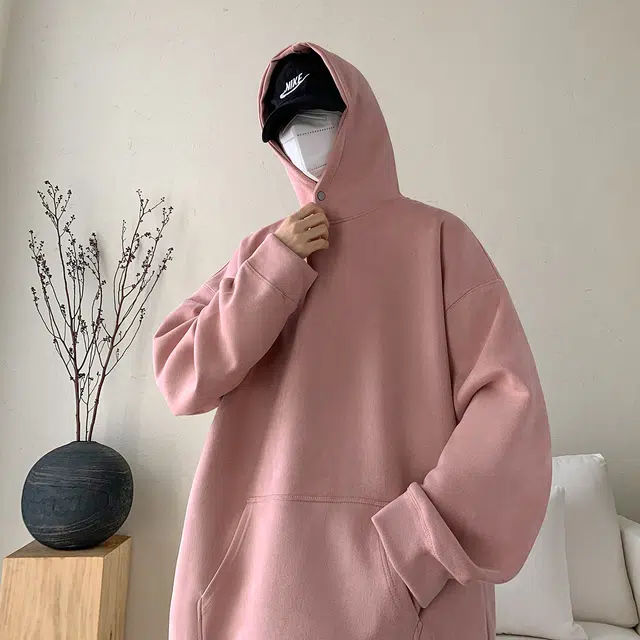 极限涡轮 重磅潮牌美式复古连帽麂皮纯色嘻哈街头休闲百搭卫衣 男女同款 黑色