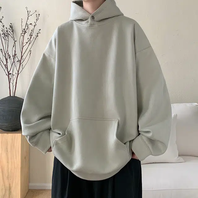 极限涡轮 重磅潮牌美式复古连帽麂皮纯色嘻哈街头休闲百搭卫衣 男女同款 黑色