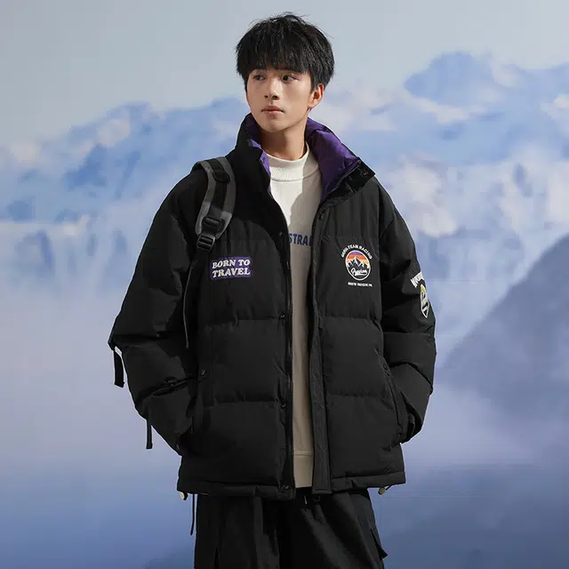 极限涡轮 美式简约工装舒适百搭宽松立领个性潮流棉服 男女同款