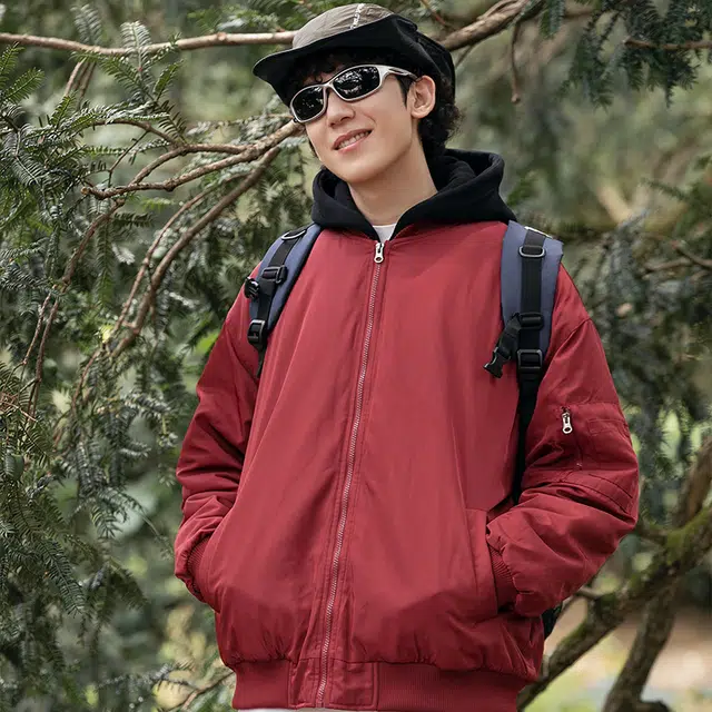 极限涡轮 假两件飞行员夹克加厚宽松可拆卸连帽棒球棉服 男女同款