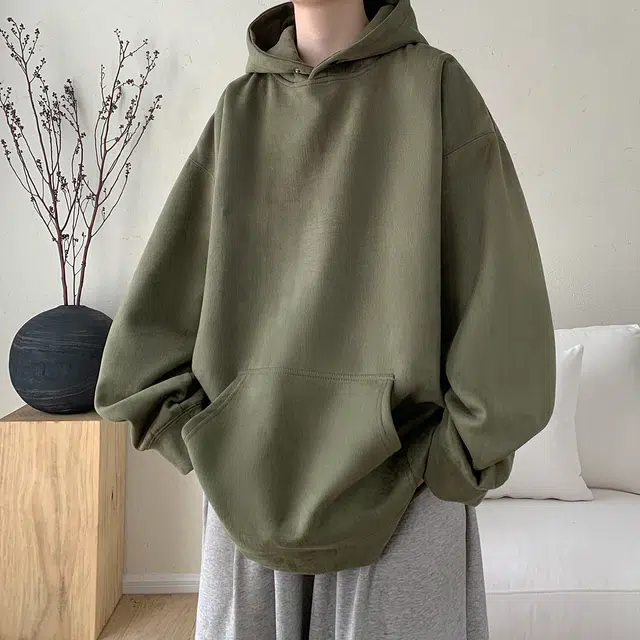 极限涡轮 重磅潮牌美式复古连帽麂皮纯色嘻哈街头休闲百搭卫衣 男女同款 黑色