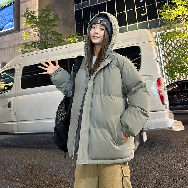 极限涡轮 纯色连帽面包服加厚保暖外套简约百搭棉服 男女同款