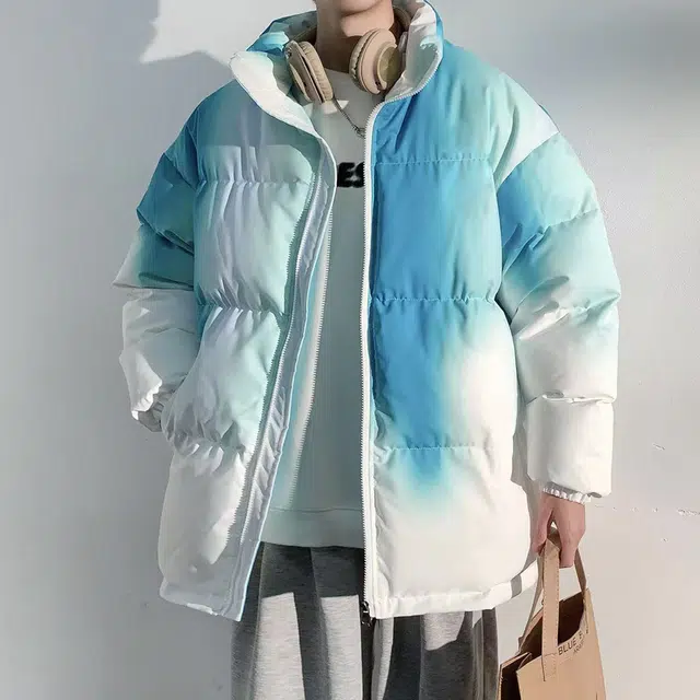极限涡轮 美式街头风简约基础渐变纯色加厚保暖防风百搭面包宽松时尚休闲棉服 男女同款