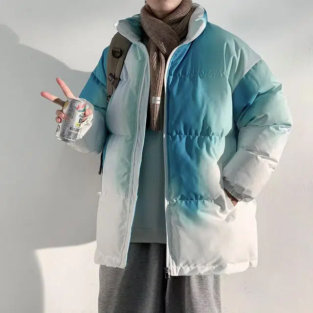 极限涡轮 美式街头风简约基础渐变纯色加厚保暖防风百搭面包宽松时尚休闲棉服 男女同款