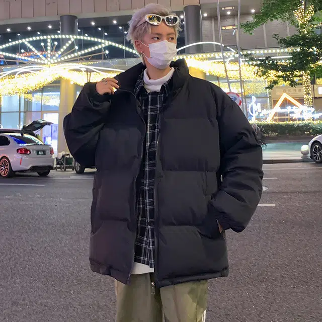 极限涡轮 美式潮牌高街纯色假两件百搭休闲棉服 男女同款