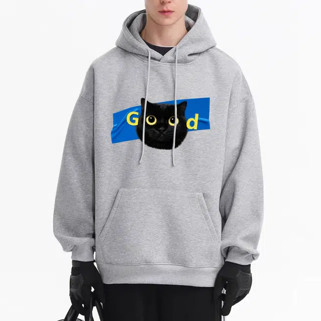 【煤球猫咪】极限涡轮 萌趣可爱印花休闲连帽卫衣 男女同款