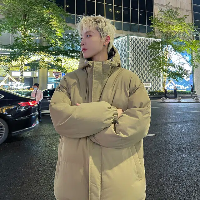 极限涡轮 纯色连帽面包服加厚保暖外套简约百搭棉服 男女同款