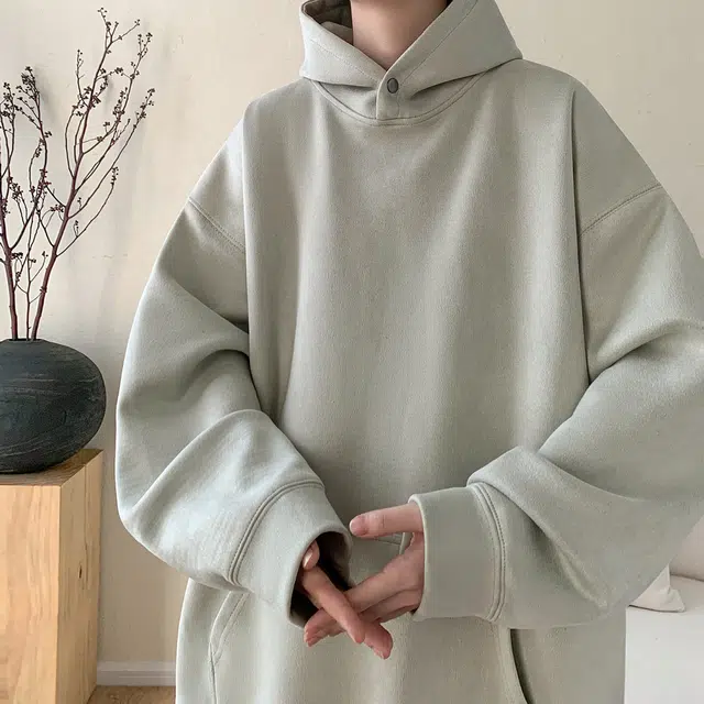 极限涡轮 重磅潮牌美式复古连帽麂皮纯色嘻哈街头休闲百搭卫衣 男女同款 黑色