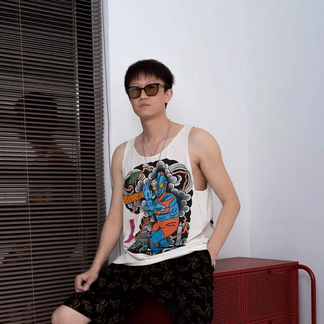 极限涡轮 日系浮世绘搞笑印花复古无袖个性图案宽松上衣背心 男女同款