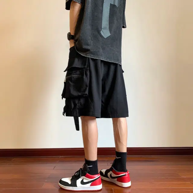 极限涡轮 美式街头工装潮牌机能运动痞帅宽松百搭潮五分休闲短裤 男女同款
