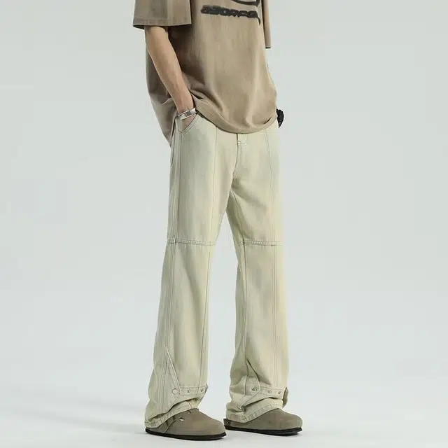 极限涡轮 复古微喇直筒宽松美式高街裤子潮牌休闲百搭牛仔裤 男女同款
