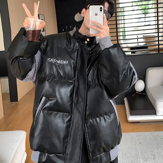 极限涡轮 港风毛线衣拼接休闲百搭面包服棉服 男女同款 黑色