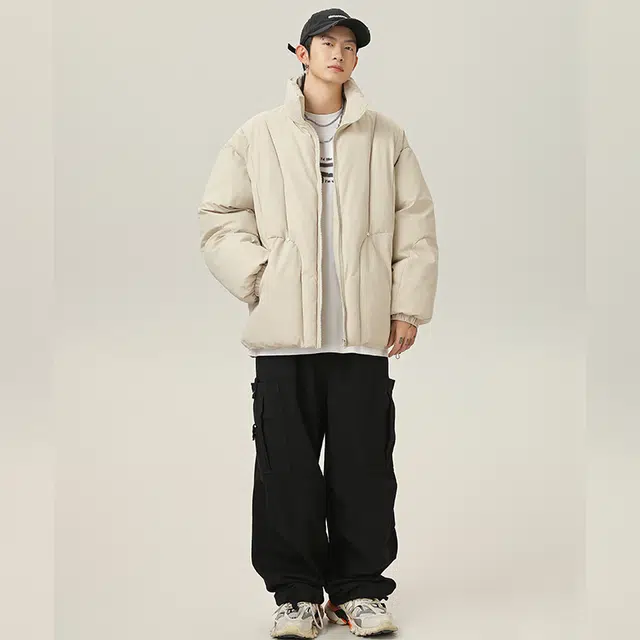 极限涡轮 美式分割立领防泼水潮牌加厚保暖面包服休闲百搭棉服 男女同款