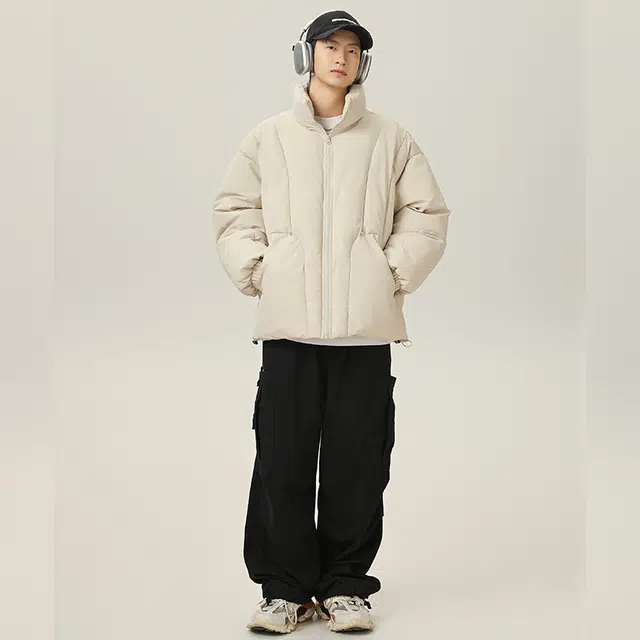 极限涡轮 美式分割立领防泼水潮牌加厚保暖面包服休闲百搭棉服 男女同款