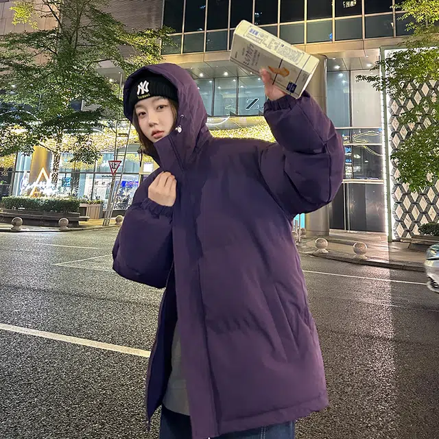 极限涡轮 纯色连帽面包服加厚保暖外套简约百搭棉服 男女同款