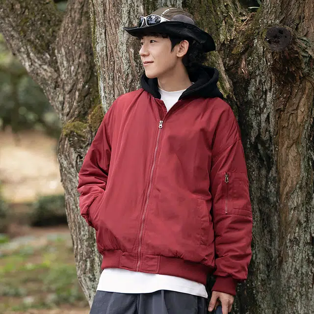 极限涡轮 假两件飞行员夹克加厚宽松可拆卸连帽棒球棉服 男女同款