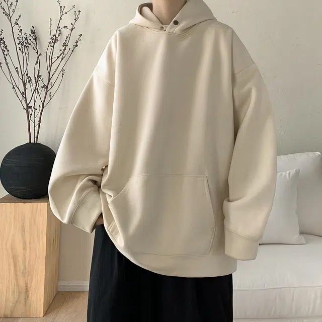 极限涡轮 重磅潮牌美式复古连帽麂皮纯色嘻哈街头休闲百搭卫衣 男女同款 黑色