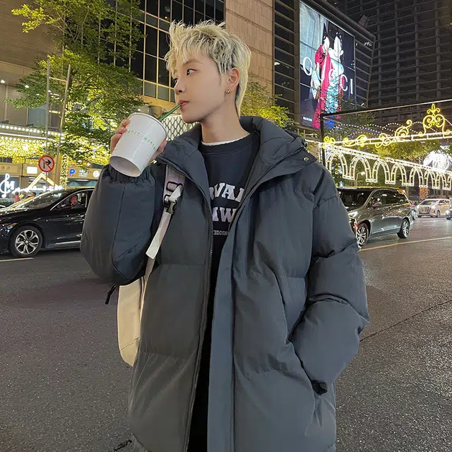 极限涡轮 纯色连帽面包服加厚保暖外套简约百搭棉服 男女同款