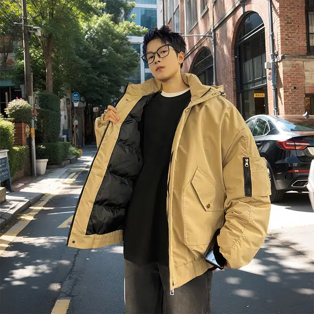极限涡轮 港风堆堆袖加厚保暖宽松连帽帅气舒适时尚棉服 男女同款