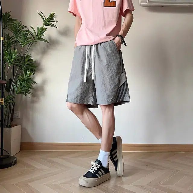 极限涡轮 美式复古直筒宽松运动休闲短裤 男女同款