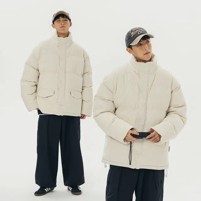极限涡轮 纯色宽松灯芯绒立领保暖面包服舒适百搭厚款简约棉服 男女同款