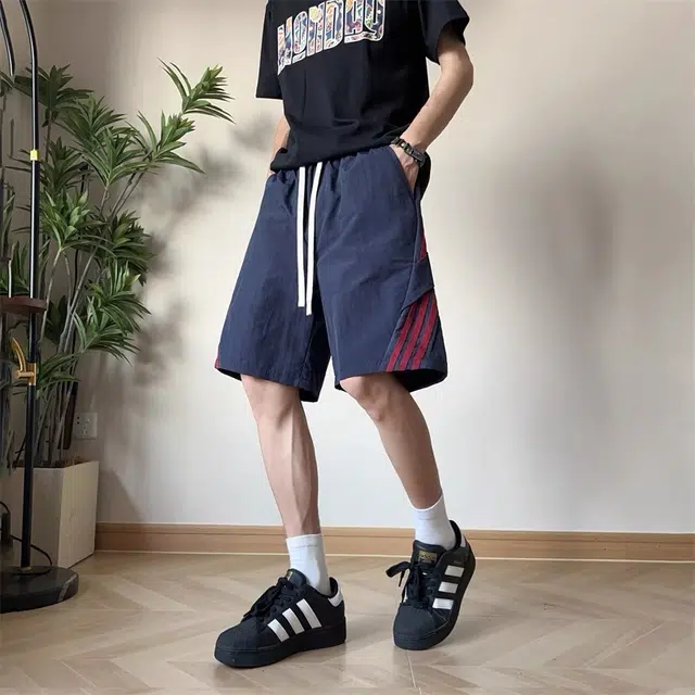 极限涡轮 美式复古直筒宽松运动休闲短裤 男女同款