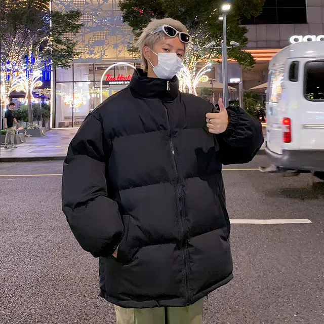 极限涡轮 美式潮牌高街纯色假两件百搭休闲棉服 男女同款