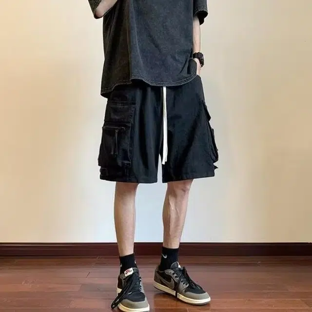 极限涡轮 美式街头工装潮牌机能运动痞帅宽松百搭潮五分休闲短裤 男女同款