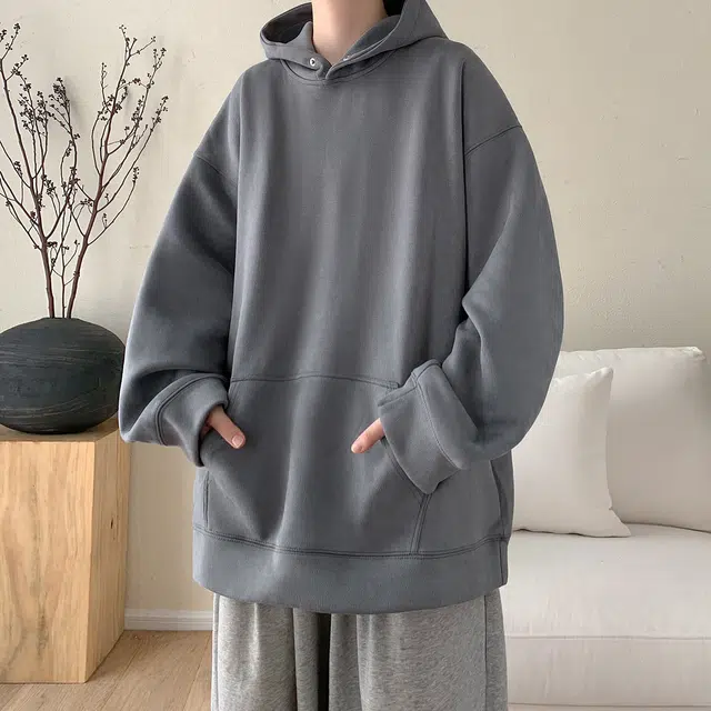 极限涡轮 重磅潮牌美式复古连帽麂皮纯色嘻哈街头休闲百搭卫衣 男女同款 黑色