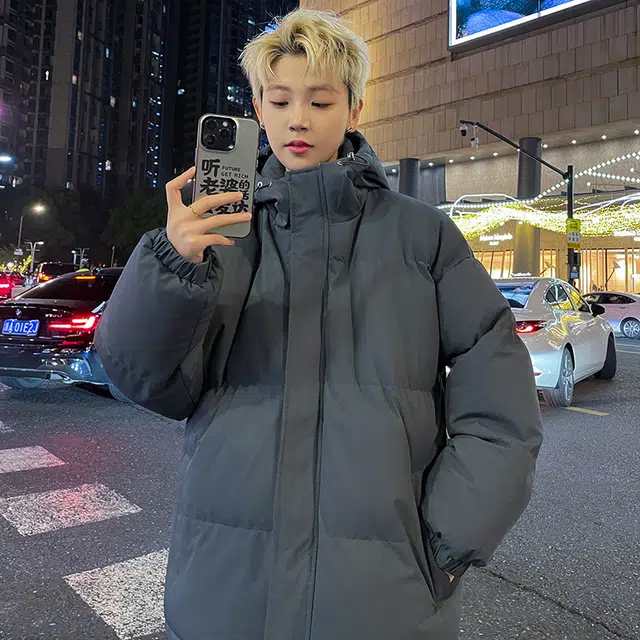 极限涡轮 纯色连帽面包服加厚保暖外套简约百搭棉服 男女同款