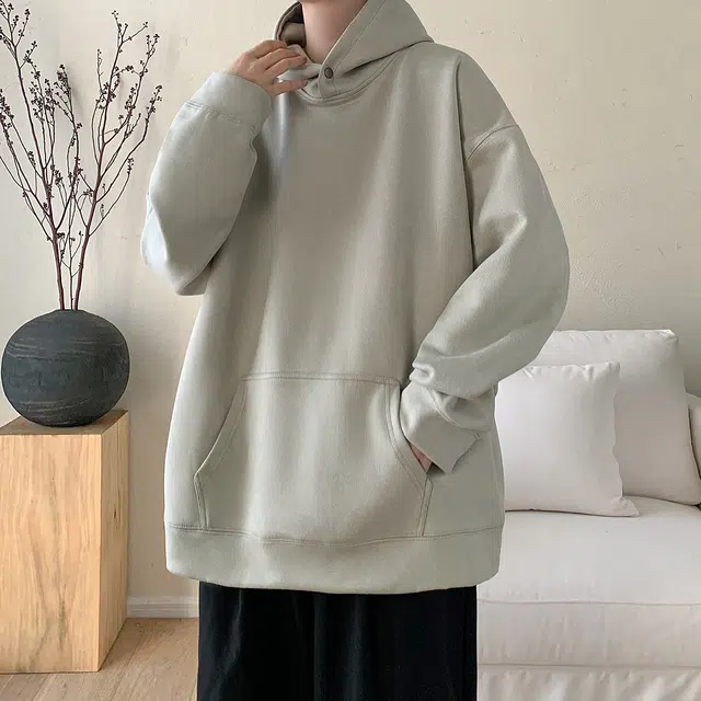 极限涡轮 重磅潮牌美式复古连帽麂皮纯色嘻哈街头休闲百搭卫衣 男女同款 黑色