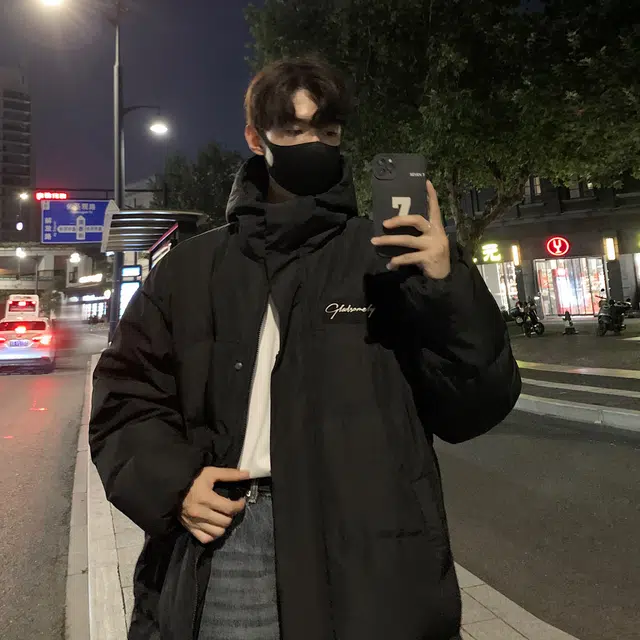 极限涡轮 连帽加厚保暖宽松棉服 男女同款 黑色
