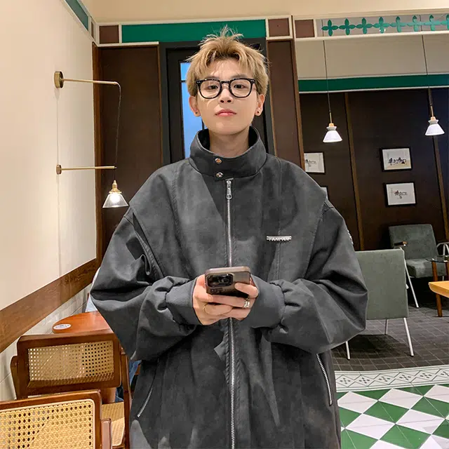 极限涡轮 美式简约加厚时尚潮流百搭立领棉服 男女同款