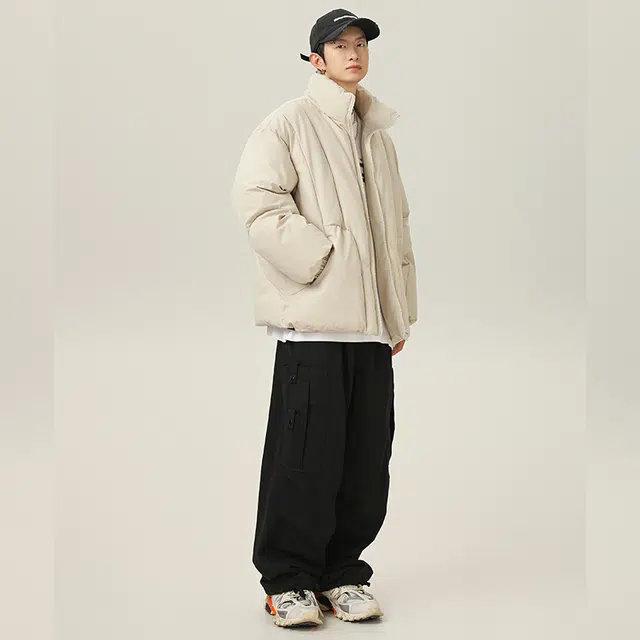 极限涡轮 美式分割立领防泼水潮牌加厚保暖面包服休闲百搭棉服 男女同款