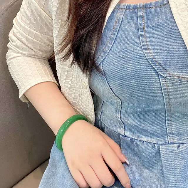 鸳鸯金楼新中式国风福系列 辣绿色稳重优雅手镯 妈妈款雍容华贵典雅百搭女款玉镯子