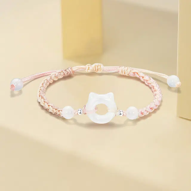 鸳鸯金楼 猫咪平安扣 轻奢大众气质 时尚简约高级感 琉璃 手链 男女同款情侣款