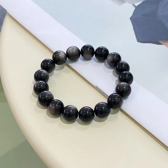 鸳鸯金楼 新中式国风系列 国潮霸气闪耀人生潮酷银曜石 足银铃兰花 幸福自来 银曜石 手串 男女同款情侣款