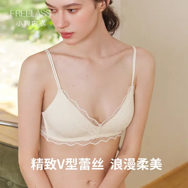 弗利少女 法式蕾丝文胸微聚拢防下垂收副乳性感美背内衣裤礼盒 女款