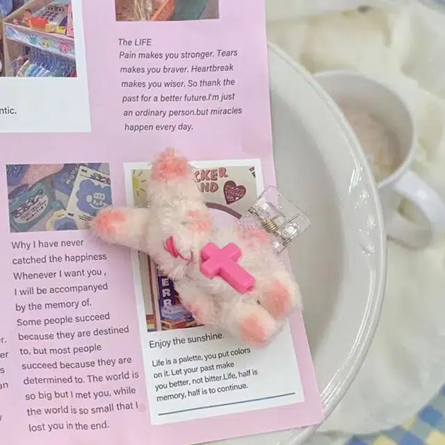 白卷 毛绒刘海治愈可爱腮红笨笨兔发饰 女款 闺蜜款