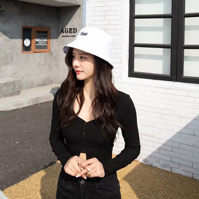 白卷 双面满印字母遮阳 渔夫帽 男女同款情侣款